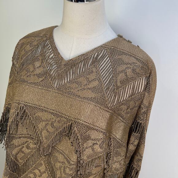 Vintage Damianou Gold Metallic Fringe 2 Piece Skirt Set - Picture 2 of 11